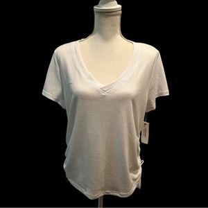 NWT CK Jersey  White V-Neck Women’s Top